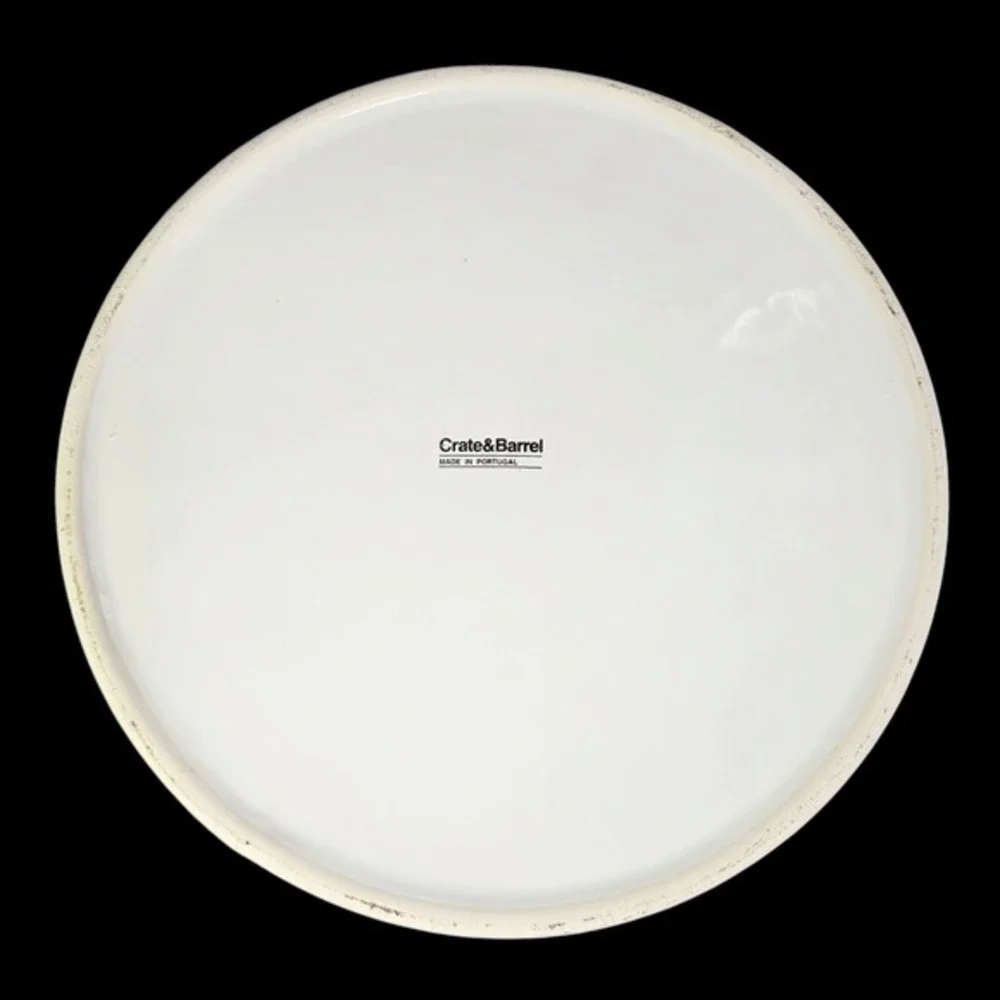 Crate and Barrel Tiago Covered Dish‎ Tortilla Server Blue Lid Portugal Ceramic